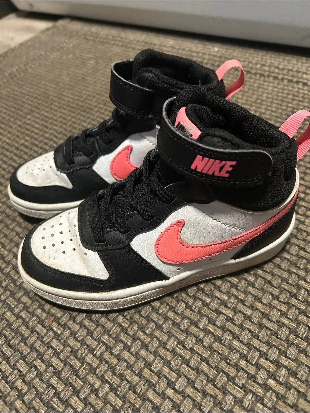 Nike Kids Black, White & Pink Mid-Top Sneakers